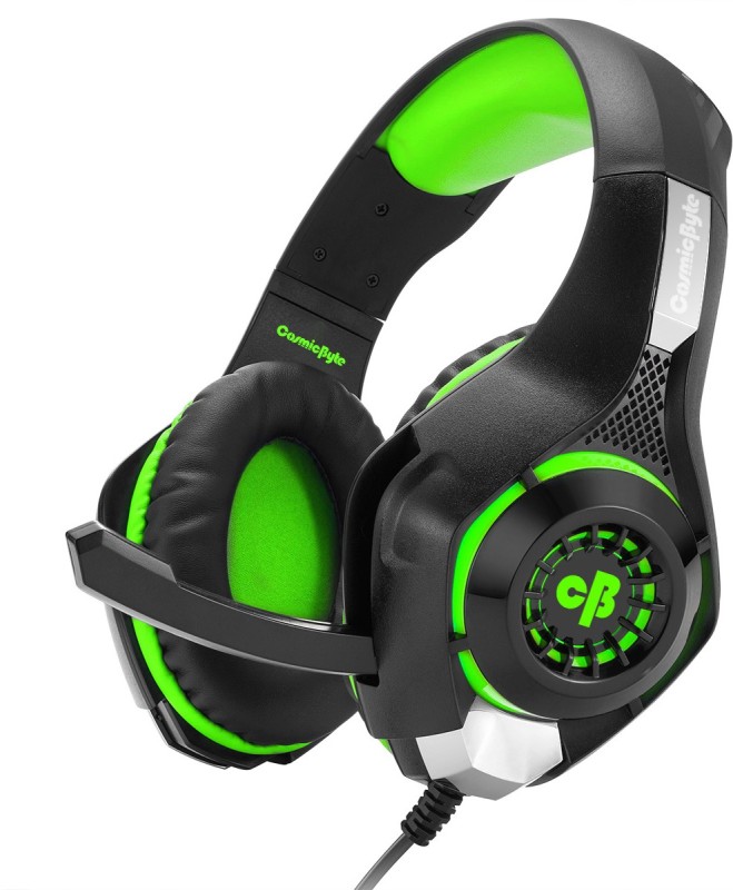 Cosmic Byte GS410 Wired Headset with Mic(Green, Over the Ear)