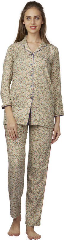 farry Women Printed Beige Night Suit Set