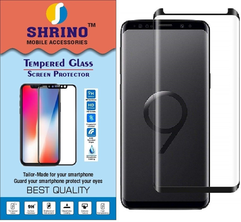 shrino Edge To Edge Tempered Glass for Samsung Galaxy S9 Plus Tempered Glass 3d Full Coverage pack of 1 Black(Pack of 1)