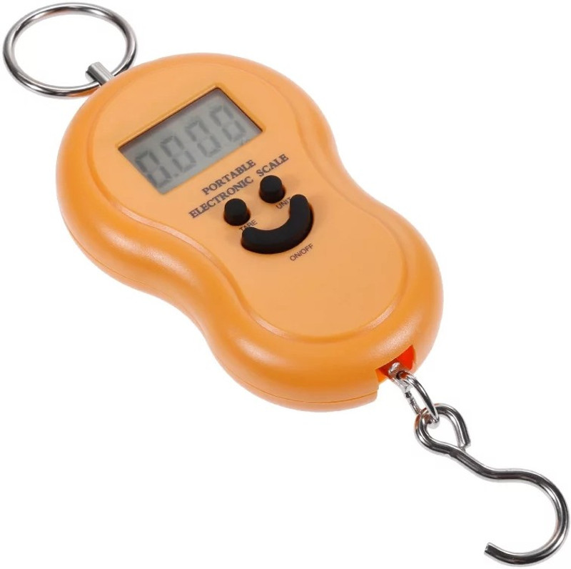 GLOWISH 50 KG/10 G MINI DIGITAL SCALE FOR LUGGAGE TRAVEL WEIGHT HOUSEHOLD STEELYARD FISHING ELECTRONIC BATTERY HOOK Weighing Scale(Orange)