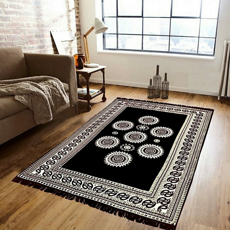 sanvi7 star Maroon, Blue, Brown, Black, Light Green Cotton Carpet(121 cm  X 183 cm)