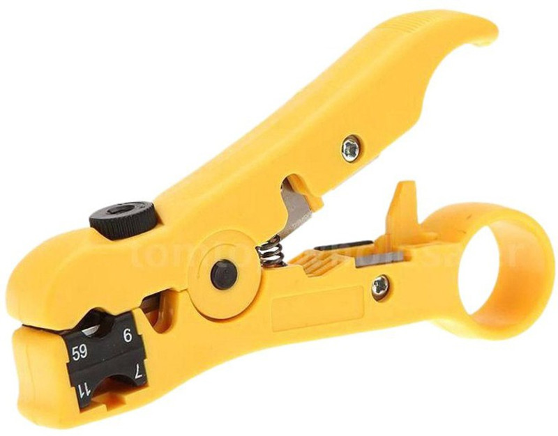 uptodateprouducts HT-352 RG6 RG59 RG7 RG11 Cat5 Coaxial, Speaker Cable Stripper - Yellow Wire Cutter