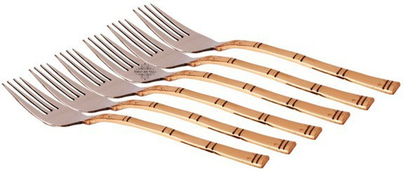 IndianArtVilla IndianArtVilla Set Steel Copper Fork Copper Serving Fork Set(Pack of 6)
