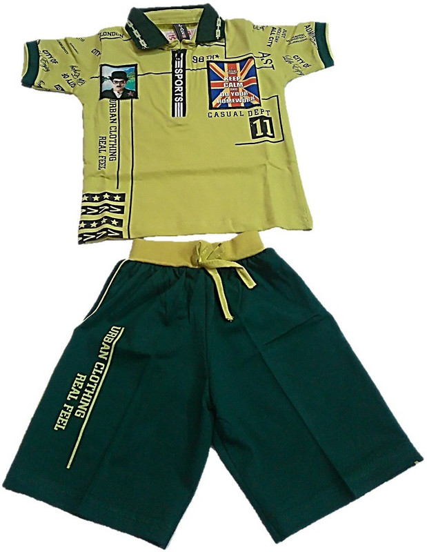 mile fashion Boys Party(Festive) T-shirt Pant(Light Green)