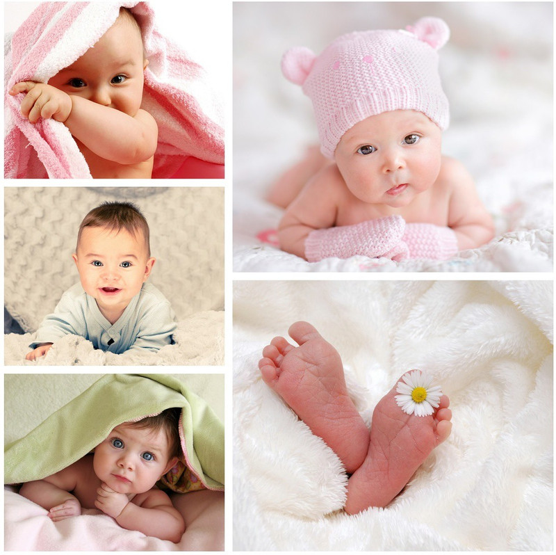 MANIAL Set of 5 Cute Baby Combo Posters | Smiling Baby Poster | Poster for Pregnant Women | HD Baby Wall Poster for Room d�cor (12x18-Inch, 300GSM Thick Paper, Gloss Laminated) Paper Print(12 inch X 18 inch, Rolled)