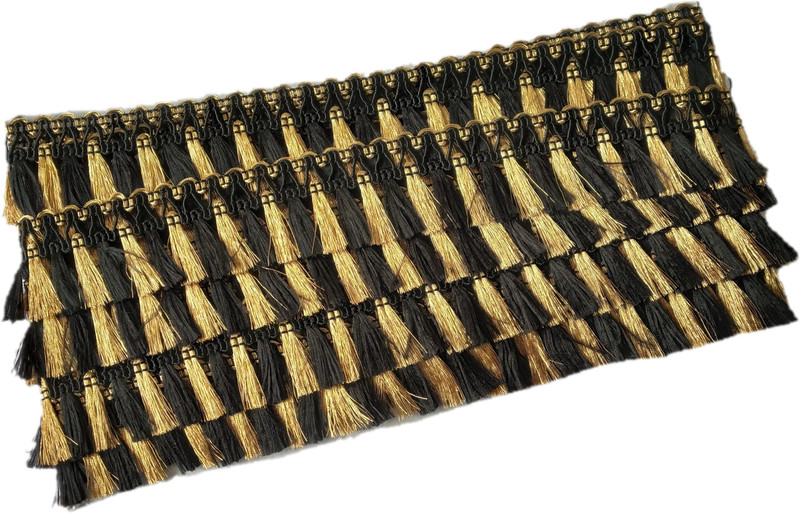 hariyanilace new Golden black mini tassels fancy laces Saree Falls(Gold, Black)