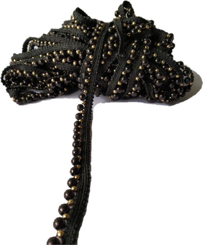 hariyanilace new black beads fancy laces Saree Falls(Black)