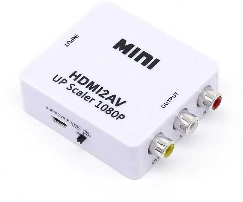 TERABYTE Mini HDMI to AV/RCA Converter UP Scaler 1080P Media Streaming Device(White)