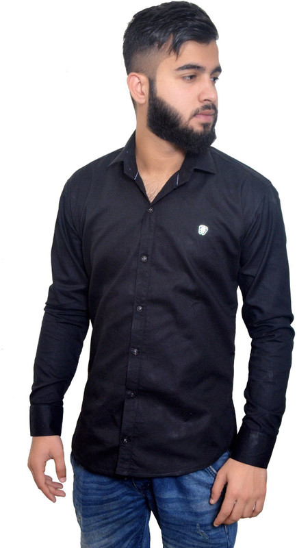 fetflex style wear Men Solid Casual Black Shirt