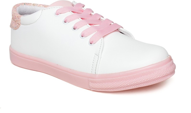 Vendoz Stylish Pink Casual Shoes Sneakers For Women(White, Pink)