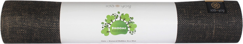 ida yog Bhoomi Midnight Wood Jute Eco Yoga Mat, 4mm, stunning jute fiber, great grip Black 4 mm Yoga Mat