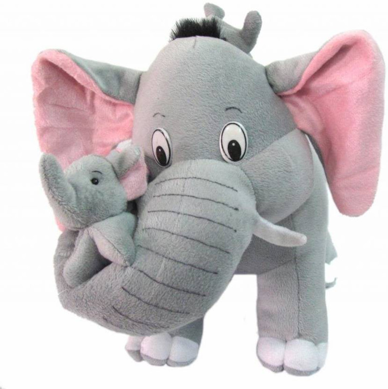 stuffiez Mother Elephant With 2 Babies Soft Toy - 38 cm  - 38 mm(Grey)