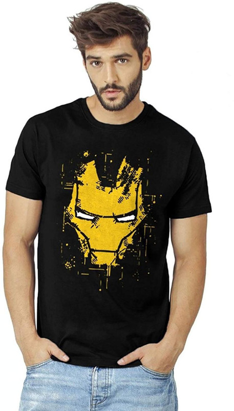 vp smiley Printed, Graphic Print Men Round or Crew Black T-Shirt