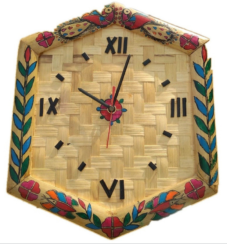 kriya Analog 40 cm X 18 cm Wall Clock(Beige, Without Glass)