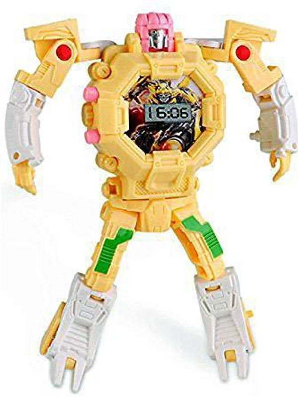 munchkin land Transformers Robot Toy Convert to Digital Watch for Kids (Yellow Colour)(Yellow)