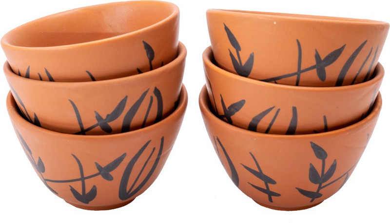 clayart9 designer brown bowl set Ceramic Serving Bowl(Brown, Pack of 6)