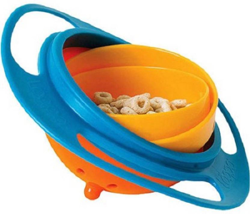 imaging solutions Universal 360 Degrees Rotates Spill Proof & No Mess Gyro Bowl For Baby Kids Plastic Bowl (Multicolor, Pack of 1) Plastic Disposable Bowl(Multicolor, Pack of 1)