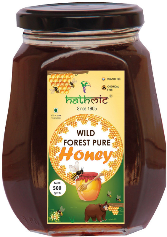 hathmic Wild Forest Pure and Natural Honey 500 Grams, from Western Ghats(500 g)