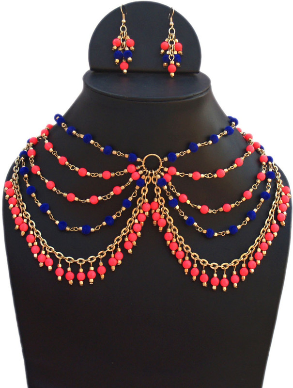 stylebond Metal, Plastic Jewel Set(Pink, Blue)
