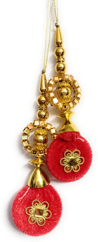 hangin latkan women Hanging Tassel latkan (set of 2]Golden & Gajri Velvet colours&Fancy small latkan tassle Brooch(Multicolor)