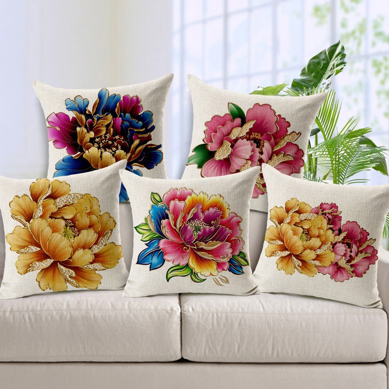 diyank Floral Cushions & Pillows Cover(Pack of 5, 40*40, Multicolor)