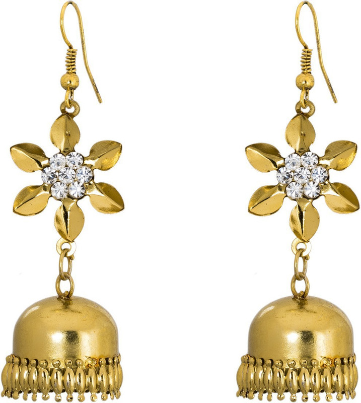 signwear fancy flower type Crystal Copper Jhumki Earring