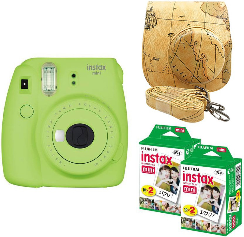 Fujifilm Mini 9 Lime Green With Map Case & 40 Shots Instant Camera(Green)