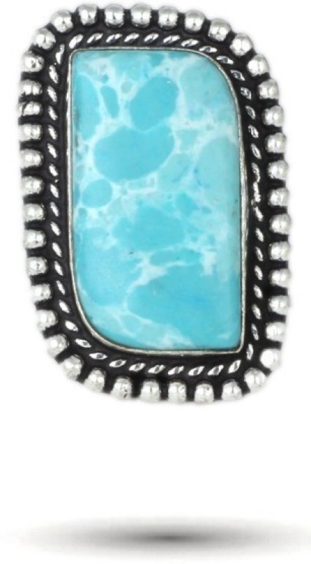 Waama Jewels Oxidised Adjustable Finger Rings With Semiprecious Stone Studded Brass Agate...
