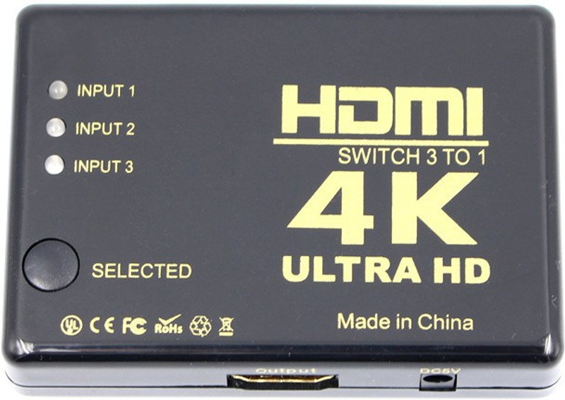 MEF HDMI Screen Switcher 1X5 HDMI with Remote Control Media Streaming Device(Black)