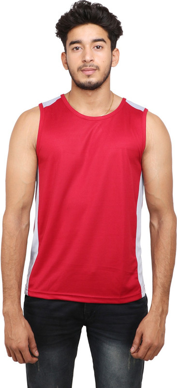 xencat Solid Men Round Neck Maroon T-Shirt