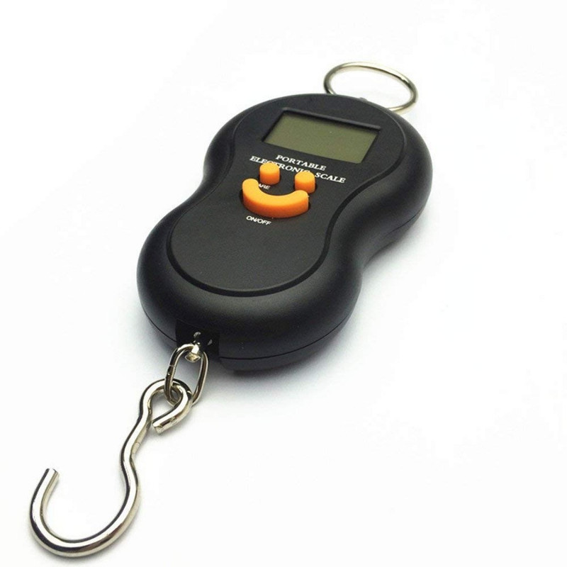 Mobone Weighing Scale for Luggage 50KG Backlit Premium Quality Hanging Hook Scale Multipurpose LCD Screen with Electronic Balance with Smiley Face Buttons, 2 AAA Batteries Included Weighing Scale(Black)