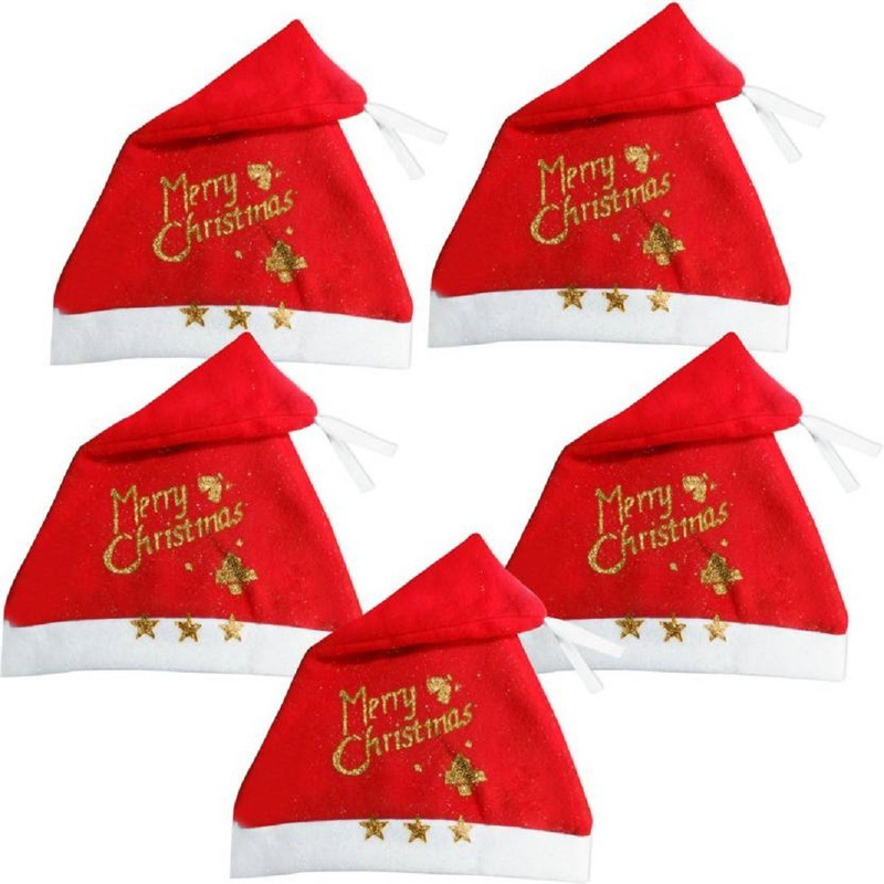 fabbud Printed Santa cap(pack of 5) Cap(Pack of 5)