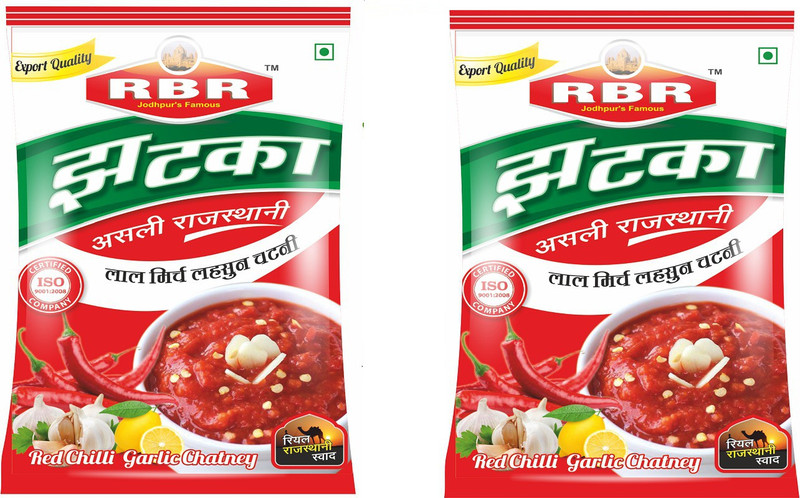 rbr Premium Rajasthani Chilli Garlic Chatney(Lehsun Mirchi) 100g, Pack of 2 Chutney Paste(200 g)