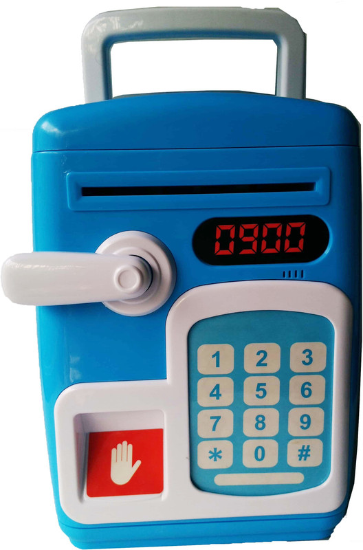 kiti kits Fingerprint Sensing Money Saving Bank With Double Protected Password & Fingerprint Senser Toy (BLUE) Coin Bank (BLUE) Coin Bank(Blue)