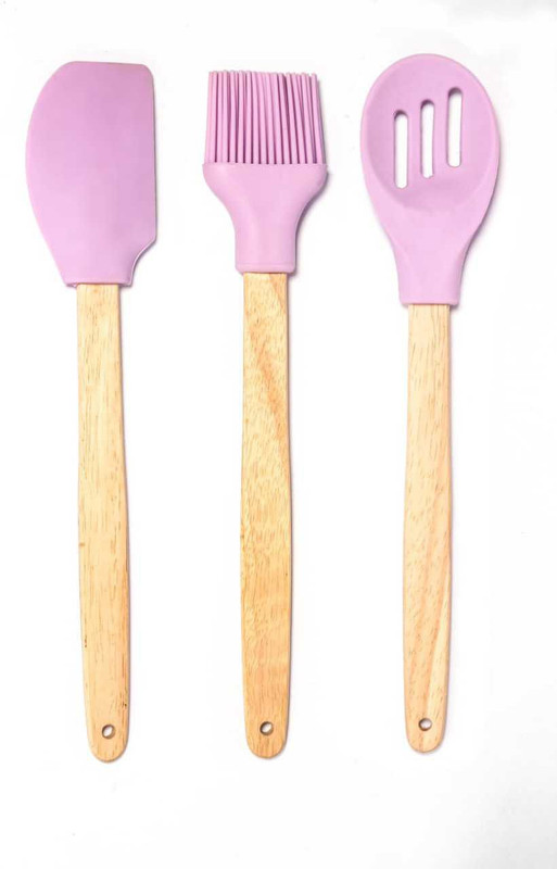 evershinegifts Wooden Handle Two Different type Spatula With Brush Wooden Handle Brush And Spatula Multicolor Kitchen Tool Set(Multicolor)
