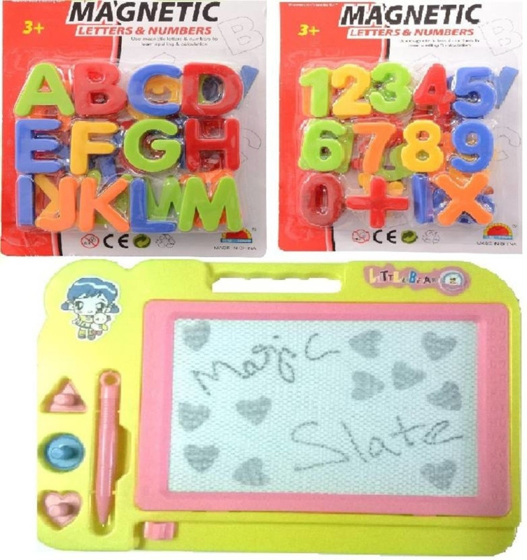 hreedhan enterprises magic slate and magnetic numbers and letters combo(Multicolor)