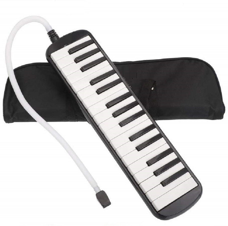 Techtest Melodica 32 Key Musical Instrument With Carry Bag Accessories For Kids Beginner Baby Harmonica Piano And Keyboard Music Lovers Two Mouthpieces Carrying Keys Mouthpiece Beginners(Black)