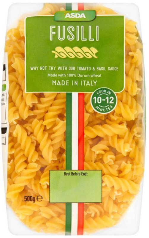 asda Fusilli Made In Italy 500g Fusilli Pasta(500)
