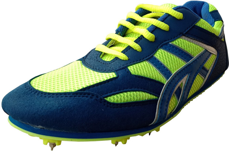 wrooker KC Athens Spike Cricket Shoes For Men(Green, Blue)