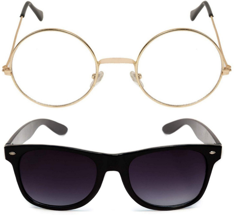 kingsunglasses Round, Wayfarer Sunglasses(Clear, Black)