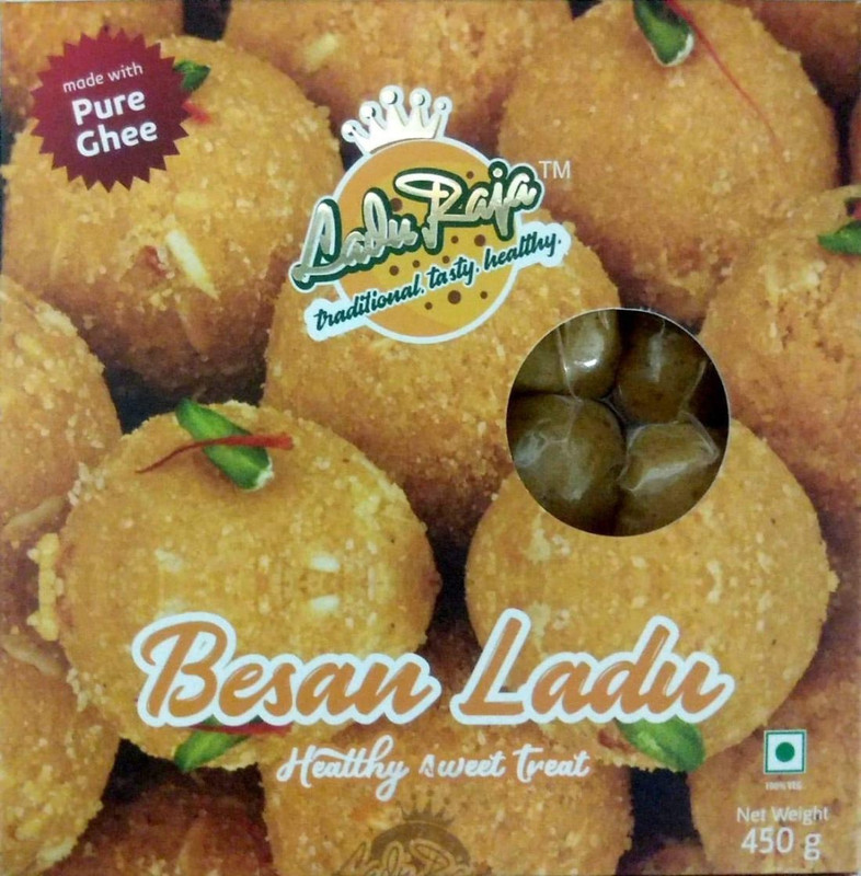 laduraja Traditional Healthy & Tasty Besan Laddoo Indian Sweet 450g Box(450 g)