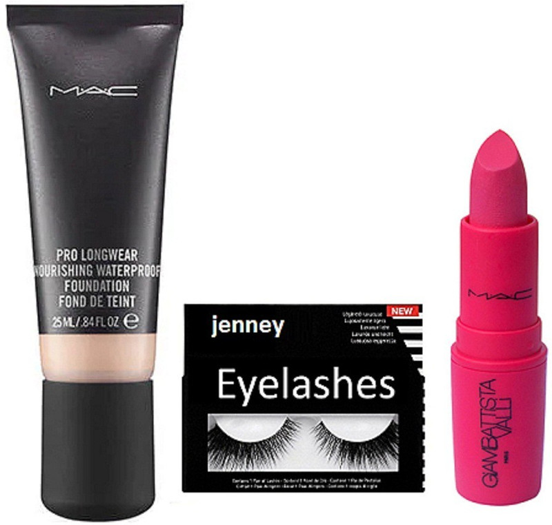 jenney Eyelashes & Pro Longwear Nourishing Waterproof Foundation & Giambattista Vali Lipstick(3 Items in the set)