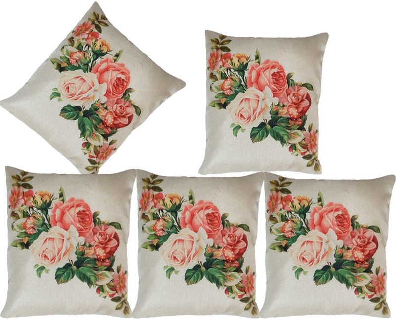 swasiya Floral Cushions & Pillows Cover(Pack of 5, 40*40, Multicolor)