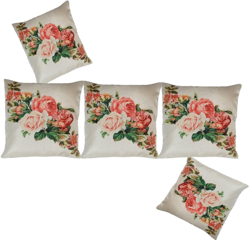 swasiya Floral Cushions & Pillows Cover(Pack of 5, 40*40, Multicolor)