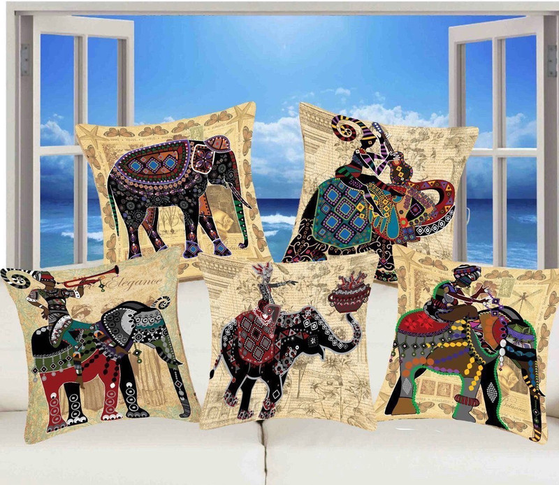 swasiya Animal Cushions & Pillows Cover(Pack of 5, 40*40, Multicolor)