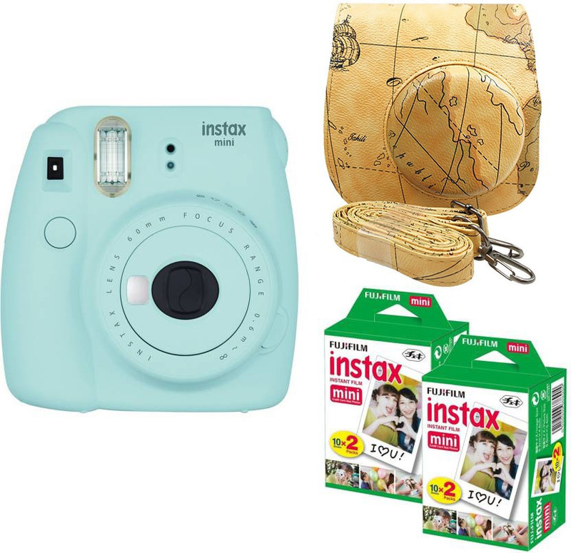 Fujifilm Mini 9 Ice Blue With Map Case 40 Shots Instant Camera(Blue)