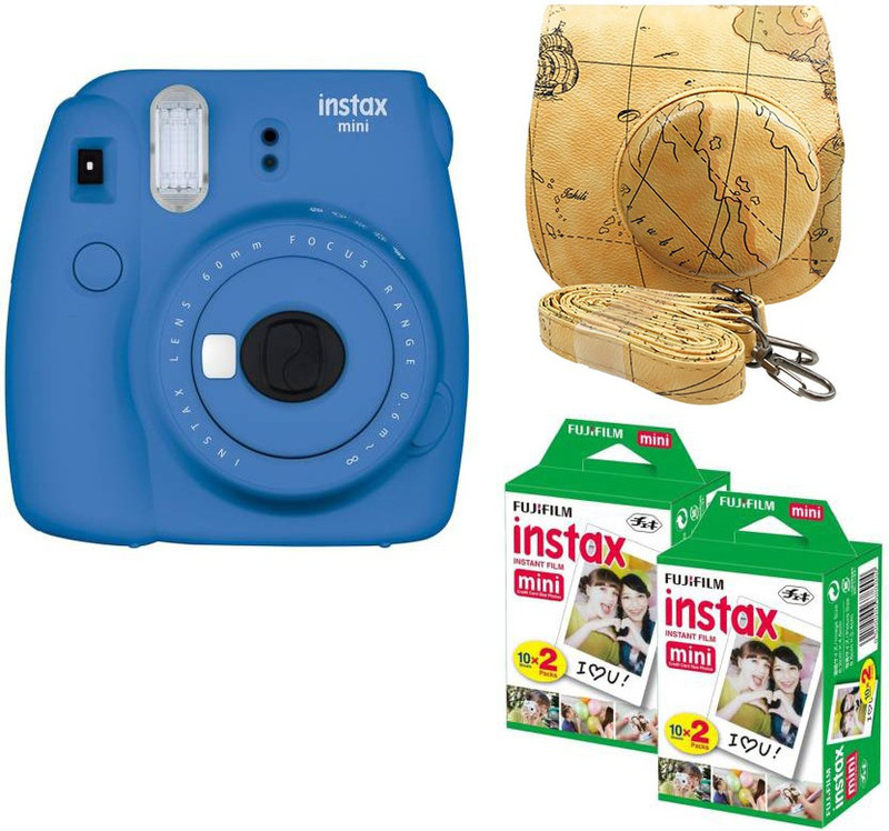 Fujifilm Mini 9 Cobalt Blue with Maps Case and 40 Shots Instant Camera(Blue)