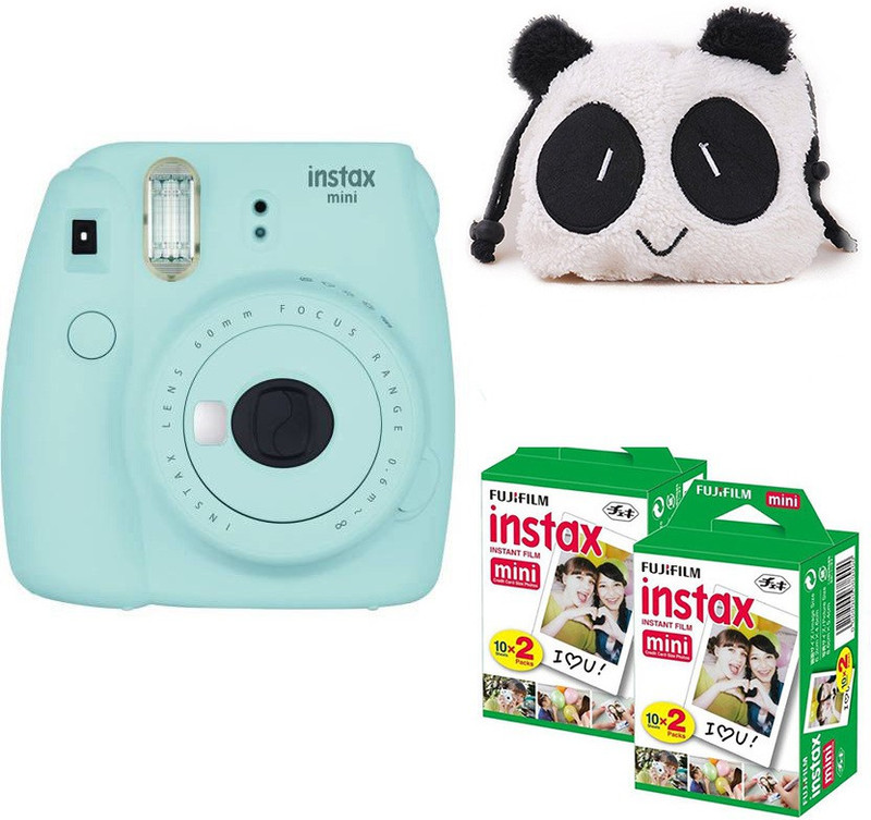 Fujifilm Mini 9 Ice Blue with panda Case and 40 Shots Instant Camera(Blue)
