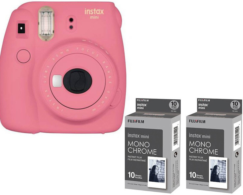 Fujifilm Mini 9 Flamingo Pink with The 2 monochrome film ( 20 Shots ) Instant Camera(Pink)