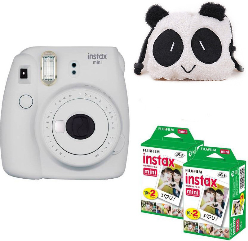Fujifilm Mini 9 Smokey White with panda Case and 40 Shots Instant Camera(White)